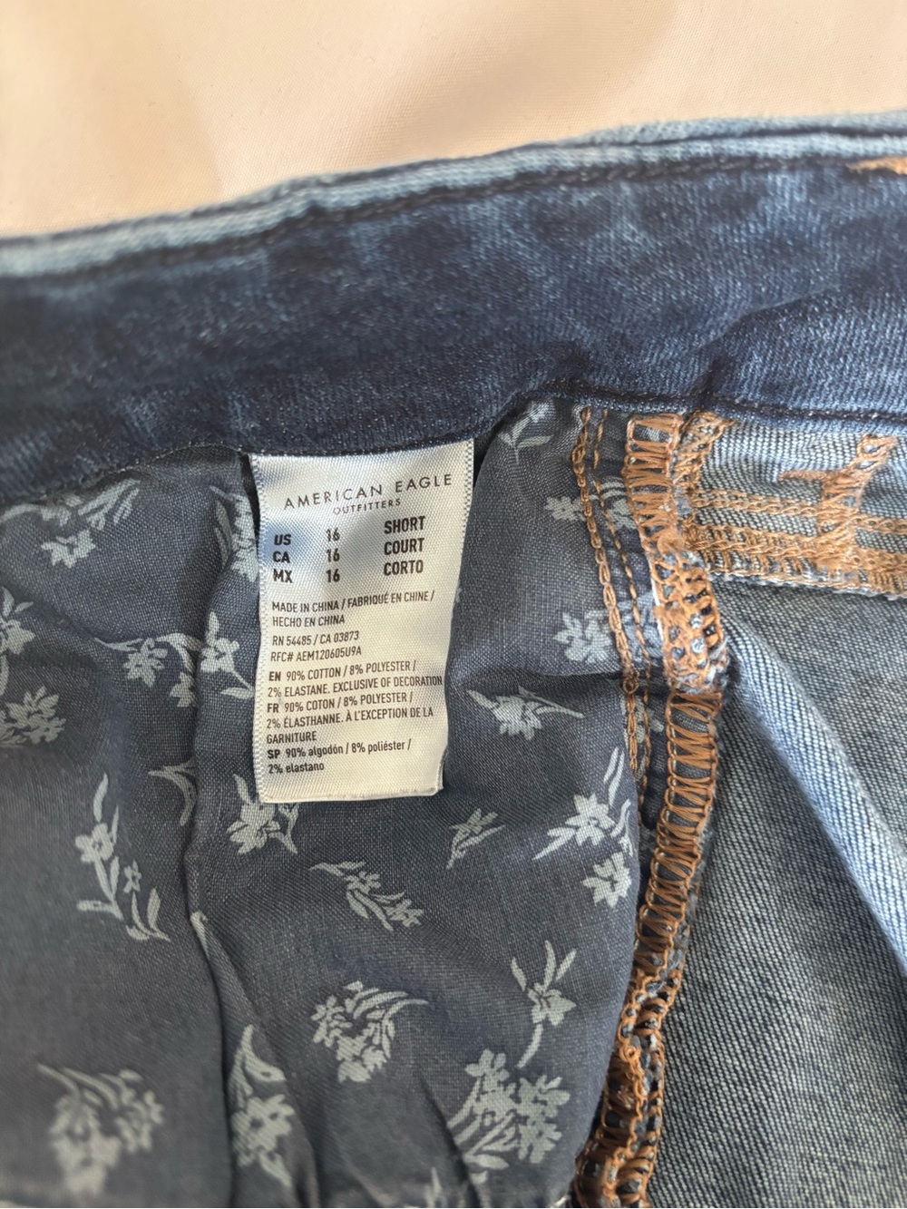 American Eagle Dark Blue Stretch Distressed Jeggings - Picture 5 of 7